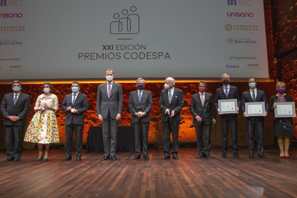 En la imagen, Rafael Villaseca, presidente de Fundación Naturgy, quinto desde la izquierda, junto a S.M. el Rey Don Felipe VI. © Fundación CODESPA
