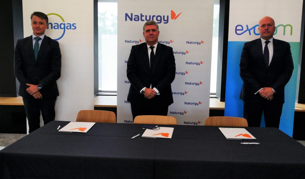 Desde la izquierda, Fernando Impuesto, director general de Enagás Emprende; Rafael Benjumeda, director de Explotación de los Nuevos Negocios de Naturgy; y Andrés Suarez, Global Strategy & Innovation Lead de Exolum.